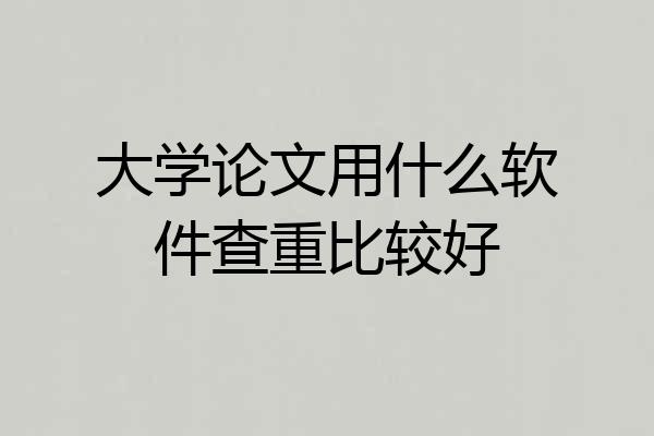 大学论文用什么软件查重比较好