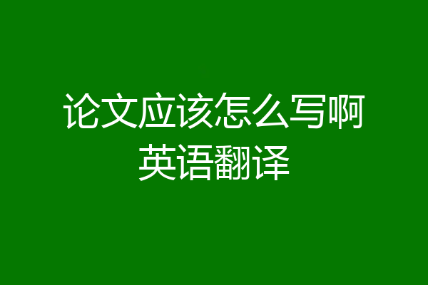 论文应该怎么写啊英语翻译