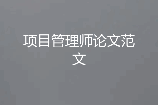 项目管理师论文范文