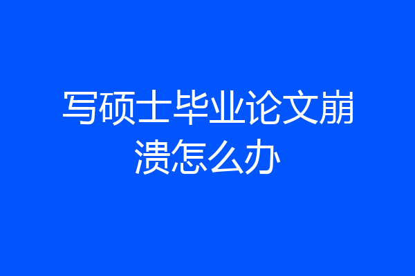 写硕士毕业论文崩溃怎么办
