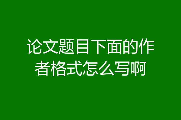 论文题目下面的作者格式怎么写啊