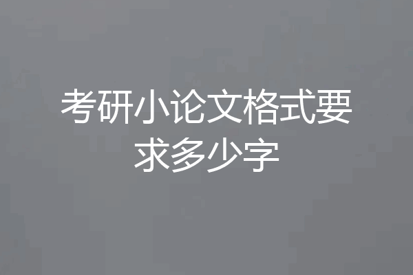 考研小论文格式要求多少字