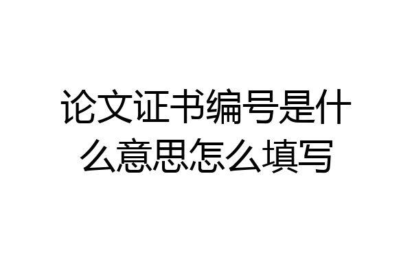 论文证书编号是什么意思怎么填写