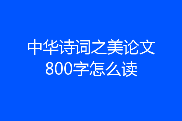 中华诗词之美论文800字怎么读