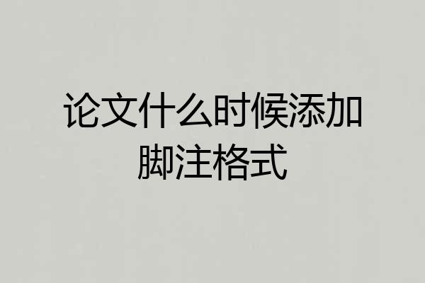 论文什么时候添加脚注格式