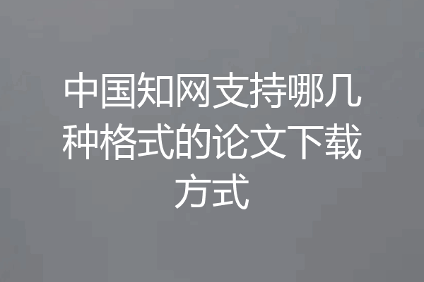 中国知网支持哪几种格式的论文下载方式