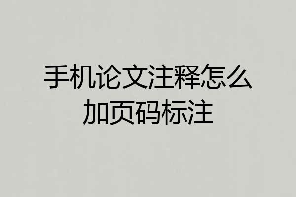 手机论文注释怎么加页码标注