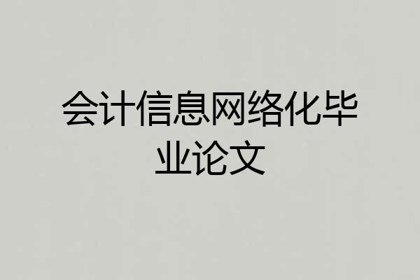 会计信息网络化毕业论文