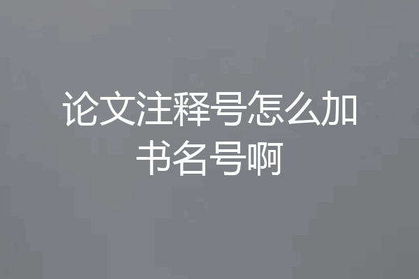 论文注释号怎么加书名号啊