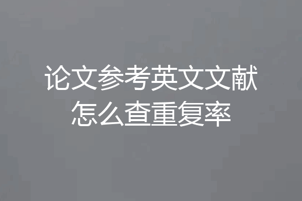 论文参考英文文献怎么查重复率