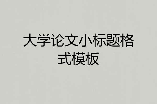 大学论文小标题格式模板