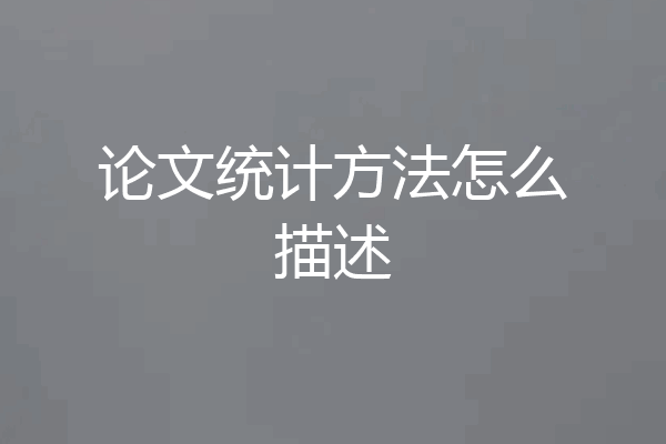论文统计方法怎么描述