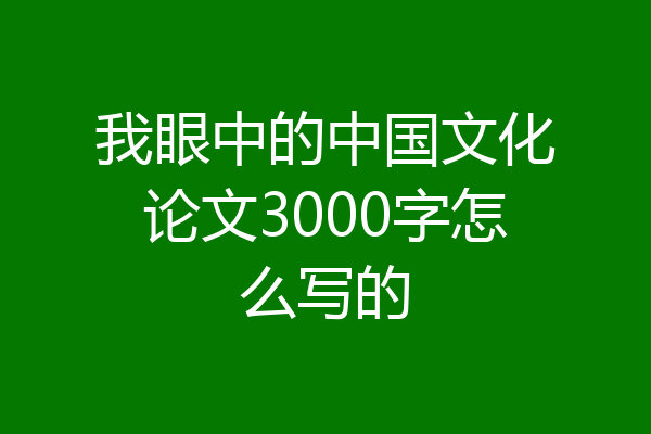 我眼中的中国文化论文3000字怎么写的