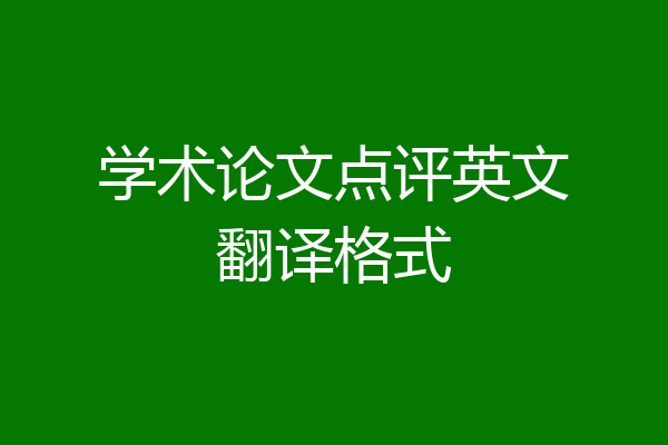 学术论文点评英文翻译格式