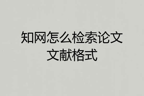 知网怎么检索论文文献格式