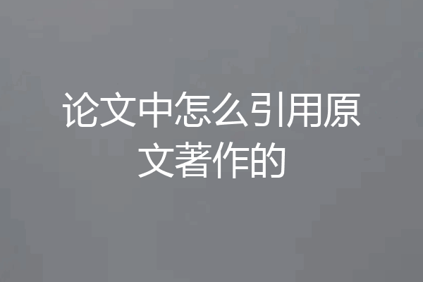 论文中怎么引用原文著作的