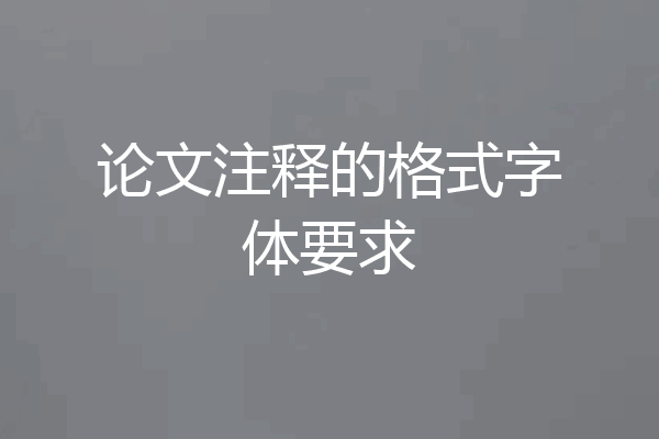 论文注释的格式字体要求