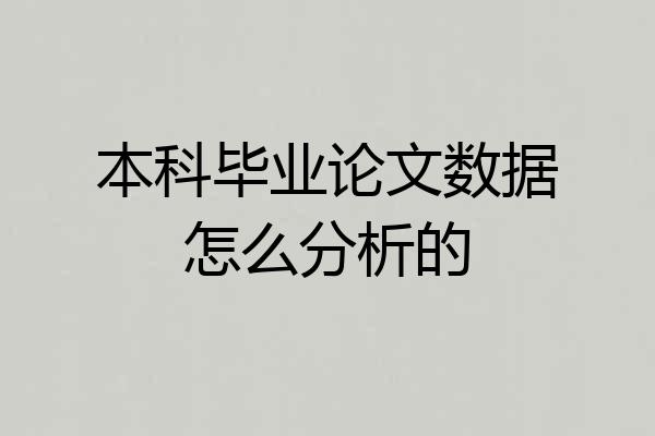 本科毕业论文数据怎么分析的
