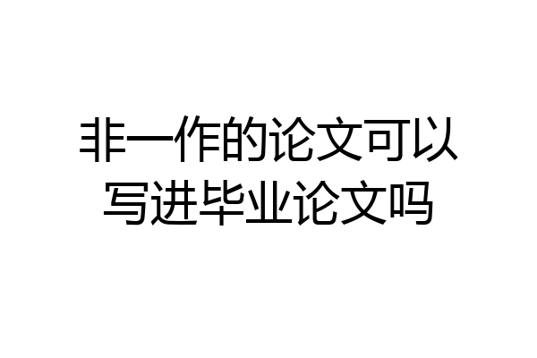 非一作的论文可以写进毕业论文吗