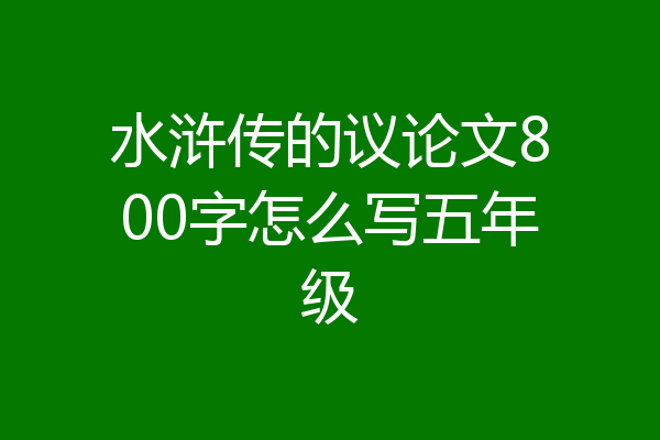 水浒传的议论文800字怎么写五年级