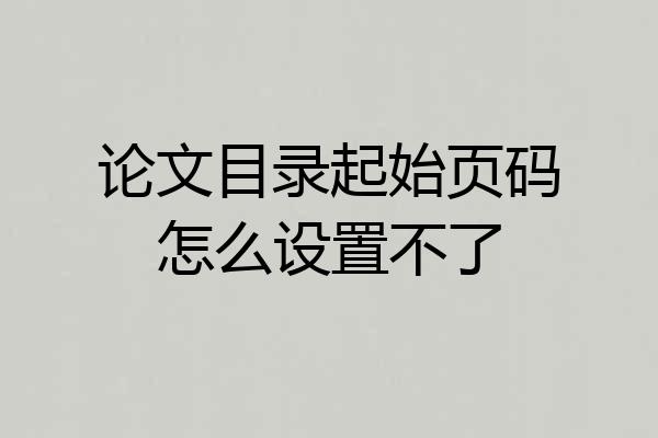 论文目录起始页码怎么设置不了