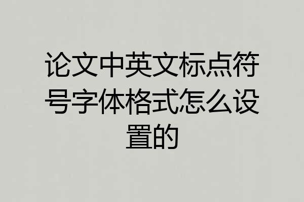 论文中英文标点符号字体格式怎么设置的