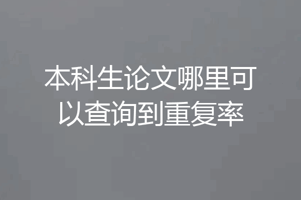 本科生论文哪里可以查询到重复率