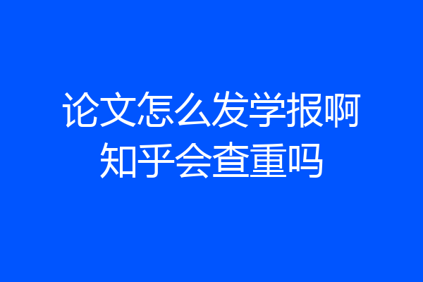 论文怎么发学报啊知乎会查重吗