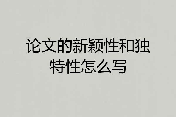 论文的新颖性和独特性怎么写