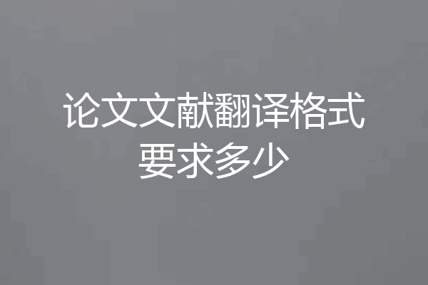 论文文献翻译格式要求多少