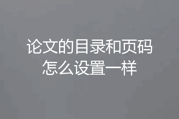 论文的目录和页码怎么设置一样