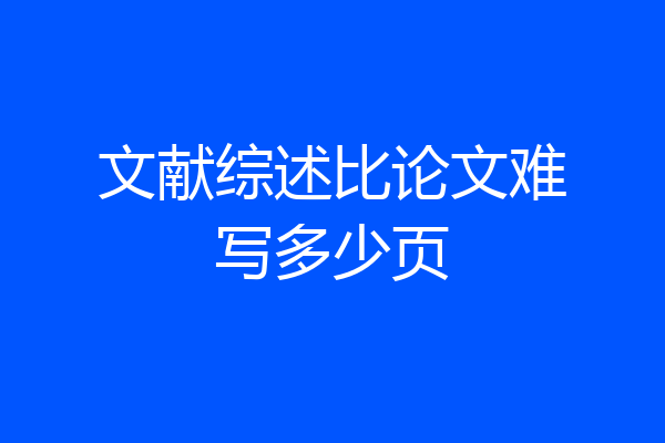 文献综述比论文难写多少页