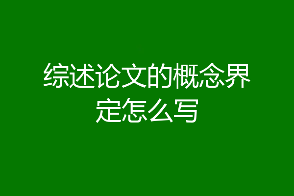 综述论文的概念界定怎么写