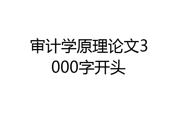审计学原理论文3000字开头