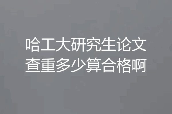 哈工大研究生论文查重多少算合格啊