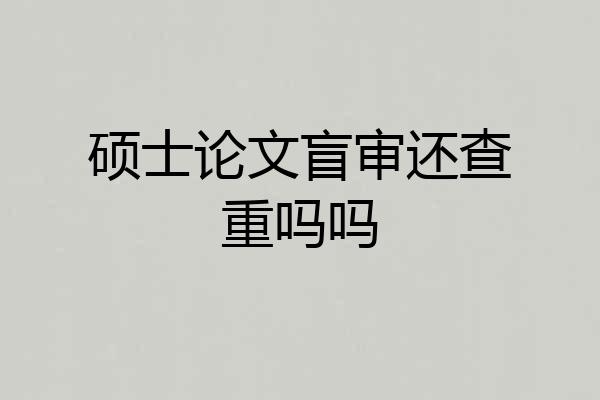 硕士论文盲审还查重吗吗