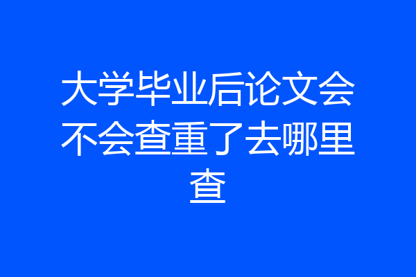 大学毕业后论文会不会查重了去哪里查