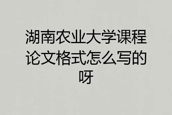 湖南农业大学课程论文格式怎么写的呀