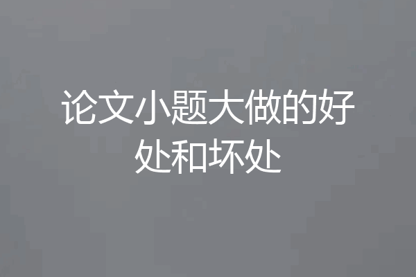 论文小题大做的好处和坏处