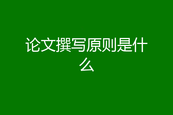 论文撰写原则是什么