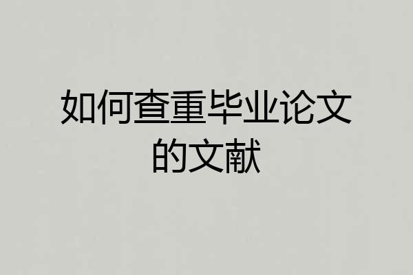 如何查重毕业论文的文献