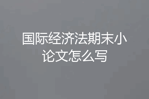 国际经济法期末小论文怎么写