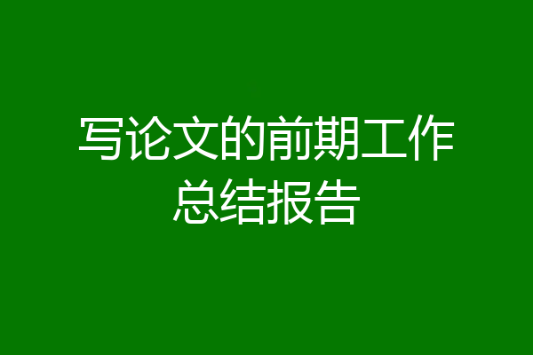 写论文的前期工作总结报告