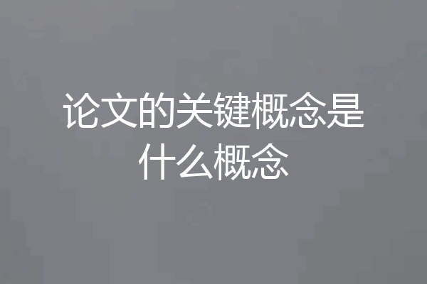 论文的关键概念是什么概念