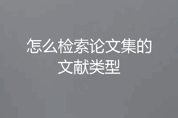 怎么检索论文集的文献类型