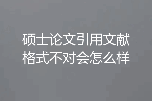 硕士论文引用文献格式不对会怎么样