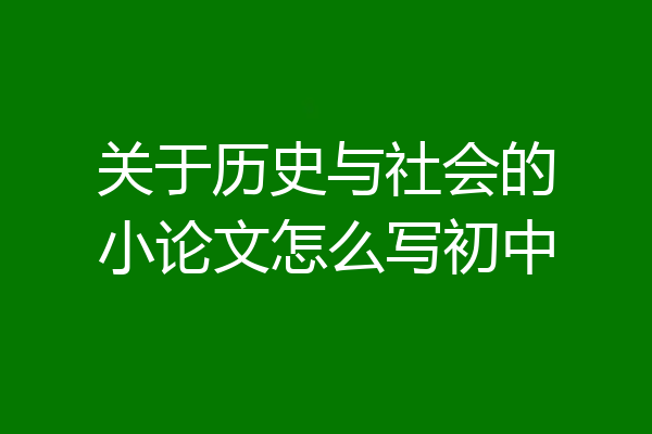 关于历史与社会的小论文怎么写初中