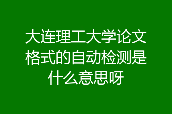 大连理工大学论文格式的自动检测是什么意思呀