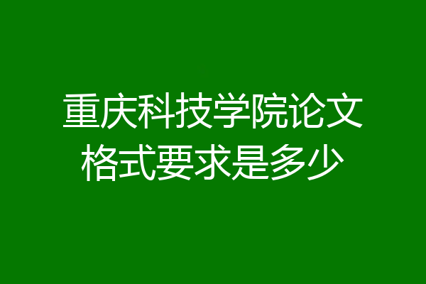 重庆科技学院论文格式要求是多少