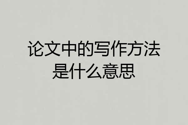 论文中的写作方法是什么意思